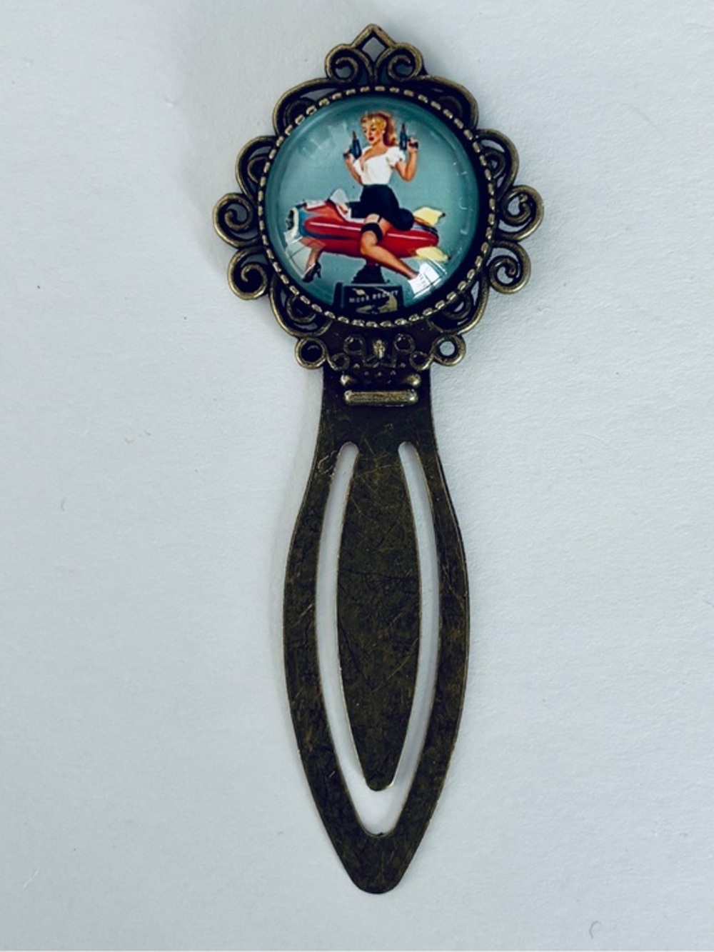Retro Lady Pin-Up Metal Bookmark, NWT